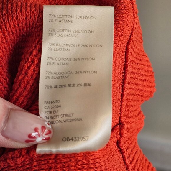 Free People Red Orange Ottoman Sweater Sz L - Picture 8 of 10